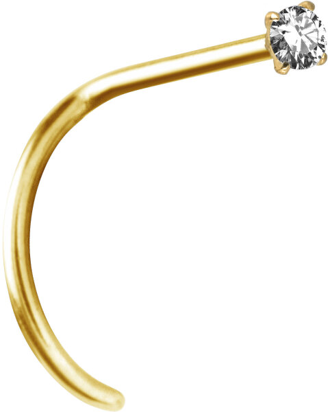 Yellow gold Prong nose stud with real diamond (class SI 1) - 0.8 mm thickness