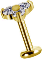 Threadless Gelbgold Round-Trinity mit 3 Premium Zirkonia