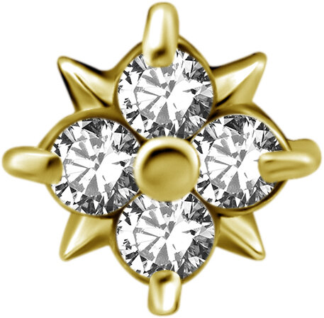 Internal yellow gold diamond with 4 Premium Zirconia - 0.8 mm thread