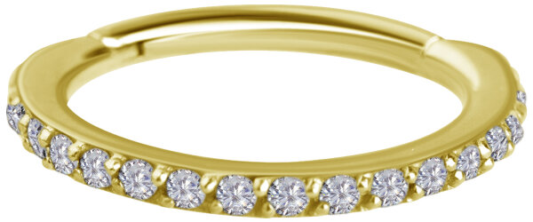 Yellow gold Clicker ring with 24 Lab Created Diamonds - 1.2mm thick