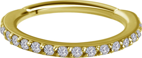 Yellow gold Clicker ring with 18 Lab Created Diamonds - 1.2 mm thickness