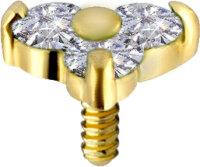 Internal Gelbgold Trinity mit 3 Lab Created Diamonds - 0.8 mm Gewinde