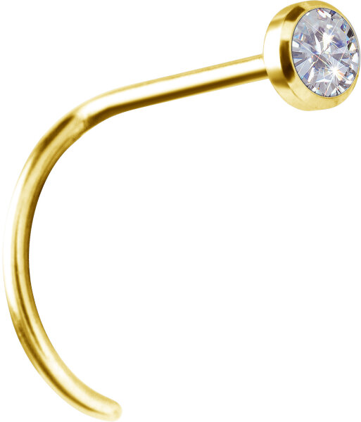 Yellow gold nose stud with 2 mm Lab Created Diamond - 0.8 mm thickness