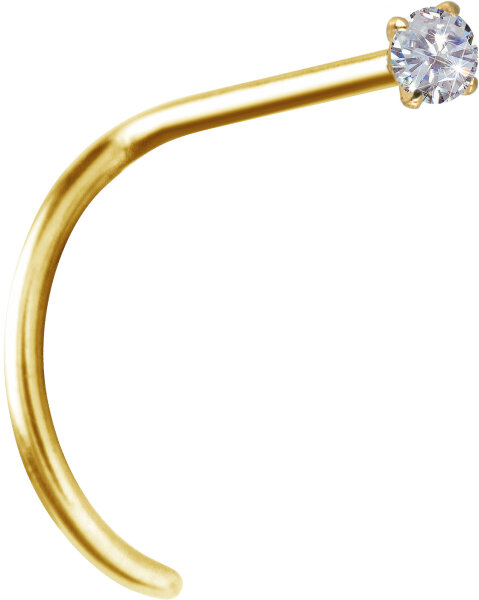 Yellow gold Prong nose stud with 2 mm Lab Created Diamond - 0.8 mm thickness