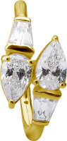 Yellow gold clicker ring with 4 white premium cubic zirconia (pave setting) - 1.2 mm thickness
