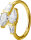 Gelbgold Clicker-Ring mit 4 weißen Premium Zirkonia (Pave + Cubic) - 1.2 mm Stärke