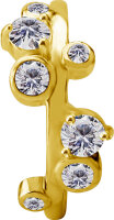 Yellow gold clicker ring with 7 white premium cubic zirconia stones - 1.2 mm thickness