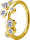 Yellow gold clicker ring with 7 white premium cubic zirconia stones - 1.2 mm thickness