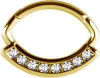 Yellow gold clicker ring (oval) with 8 premium cubic...