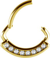 Yellow gold clicker ring (oval) with 8 premium cubic...