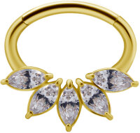 Gelbgold Clicker-Ring (oval) mit 5 Premium Zirkonia...