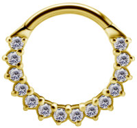 Yellow gold Clicker Ring with 8 - 14 Premium Zirconia Stones - 1.2 mm Thickness