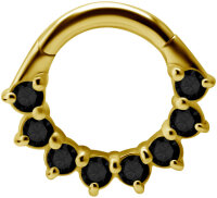 Gelbgold Clicker-Ring mit 8 - 14 Premium Zirkonia Steinen - 1.2 mm Stärke