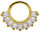 Yellow gold Clicker ring with 9 rectangular Premium Zirconia - 1.2mm thickness