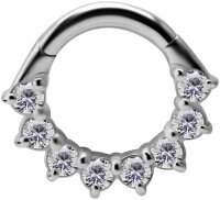 White Gold Clicker Ring with 8 - 14 Premium Zirconia Stones - 1.2 mm Thickness