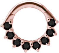 Rose Gold Clicker Ring with 8 - 14 Premium Zirconia Stones - 1.2 mm Thickness