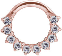 Rose Gold Clicker Ring with 8 - 14 Premium Zirconia Stones - 1.2 mm Thickness