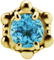 Internal yellow gold bubble with genuine blue topaz - 0.8...