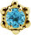 Internal yellow gold bubble with genuine blue topaz - 0.8 mm thread
