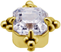 Internal yellow gold imperial with premium cubic zirconia (imperial) - 0.8 mm thread