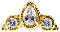 Internal yellow gold tri-drop with 3 premium cubic...