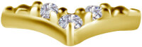Internal Gelbgold Möwe mit 3 Lab Created Diamonds - 0.8 mm Gewinde