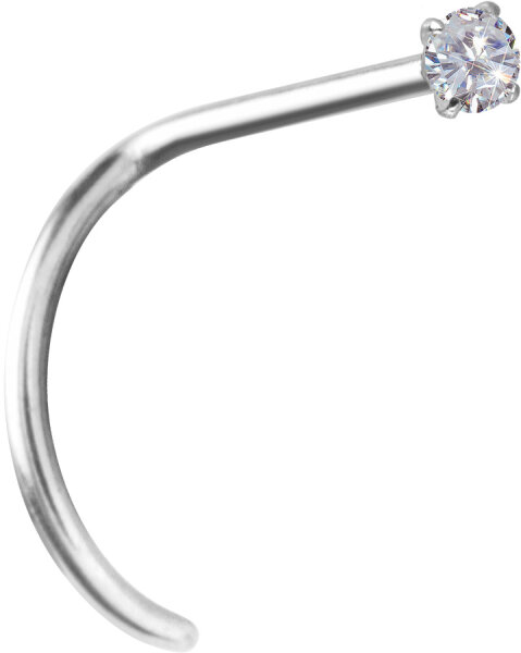 White gold Prong nose stud with 2 mm Lab Created Diamond - 0.8 mm thickness