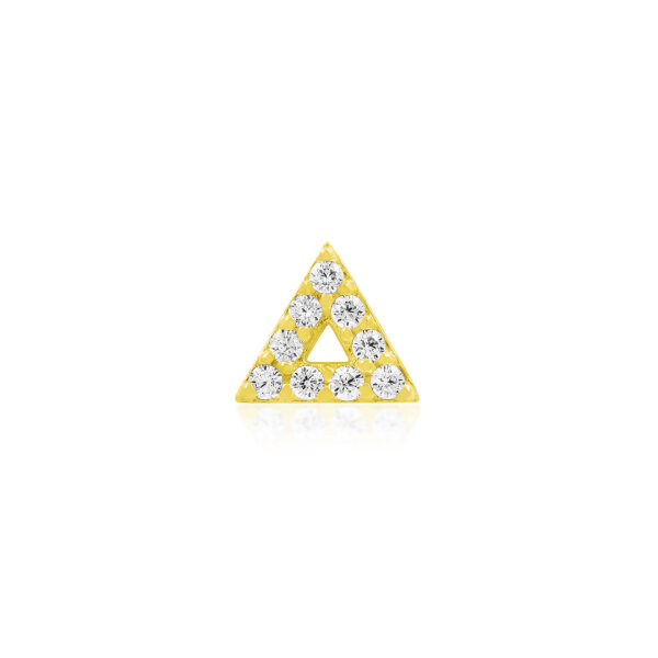 Yellowgold threadless Gold Triangle with CZ Zirconia
