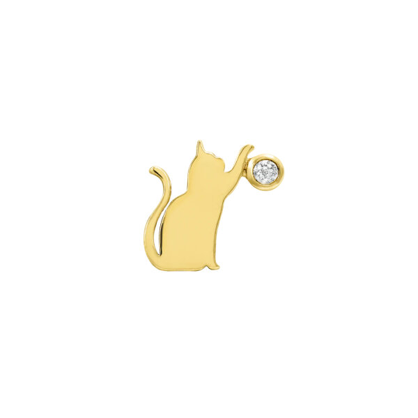 Yellowgold threadless Cat and Laser