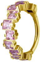 Yellow gold clicker ring with 10 pink Saphire-stones -...