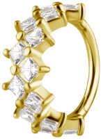 Gelbgold Clicker-Ring mit Premium Zirkonia Steinen - 1.2...