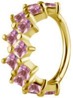 Gelbgold Clicker-Ring mit pinken Saphiren - 1.2 mm...