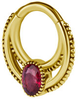 Gelbgold Clicker-Ring mit Songea Saphiren - 1.2 mm Stärke
