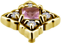 Internal yellow gold attachment with 4 Lab Created Diamonds and one pink Sapphire - 0.8 mm thread