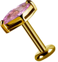 Internal yellow gold diamond with Pink Sapphire - 0.8 mm thread