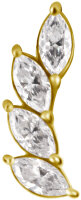 Internal yellow gold attachment with 4 Premium Zirconia - 0.8 mm thread, 12 mm length
