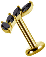 Internal yellow gold attachment with 4 Premium Zirconia - 0.8 mm thread, 9 mm length