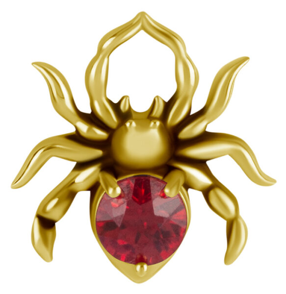 Internal yellow gold spider with Songea Sapphire - 0.8 mm thread