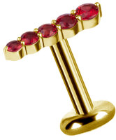 Internal yellow gold attachment with five Songea Sapphire - 0.8 mm thread