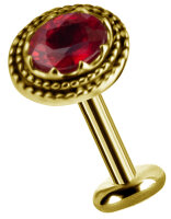 Internal yellow gold attachment with Songea Sapphire - 0.8 mm thread
