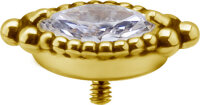 Internal yellow gold royal with premium Marquise zirconia - 0.8 mm thread