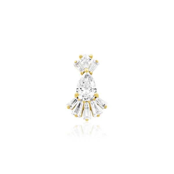 Yellowgold threadless Paget with CZ Zirconia