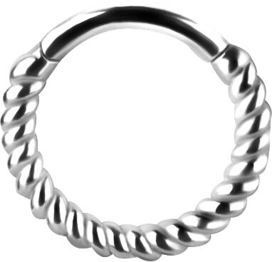 White gold segment clicker ring twisted rope