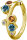 Yellow gold clicker ring with 7 colourful genuine gemstones - 1.2 mm thickness