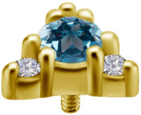Internal Gelbgold mit Lab Created Diamonds und einem blue Topaz - 0.8 mm Gewinde