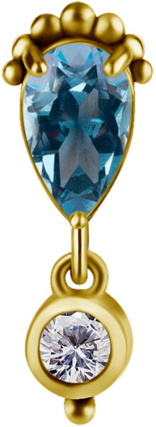 Internal yellow gold fire with white and blue topaz - 0.8 mm thread