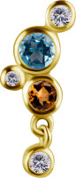 Internal yellow gold attachment with Citrine, white and blue Topaz - 0.8 mm thread