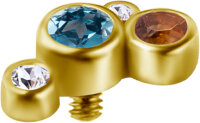 Internal yellow gold attachment with Citrine, white and blue Topaz - 0.8 mm thread