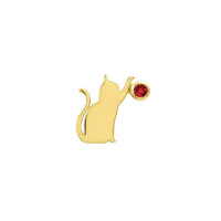 Yellowgold threadless Cat and Laser Garnet CZ