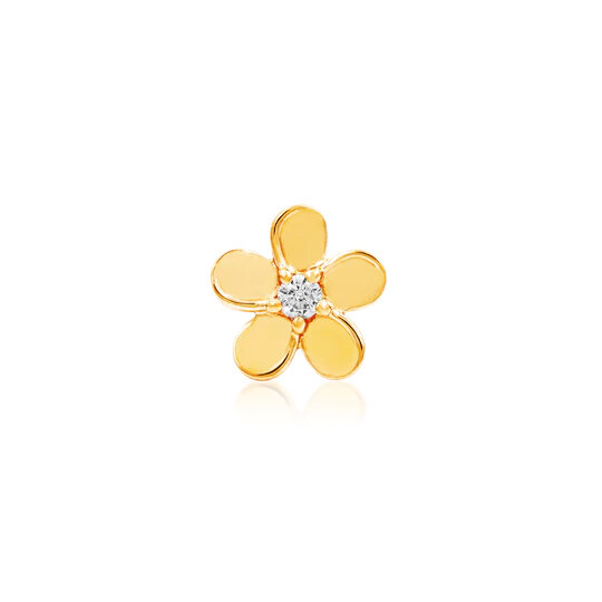 Gelbgold threadless Flower mit CZ Zirkonia
